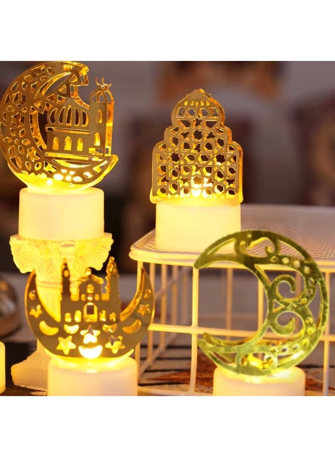 بينكو زينات رمضان ، 6 رمضان عيد الفطر ديكور خفيف ، منارة قلعة قمر ذهبية عيد مبارك مصباح فانوس صغير ، مصباح ليلي ليد رمضان عيد الفطر ديكور حفلات عشاء منزلي هدية طاولة - Image 5